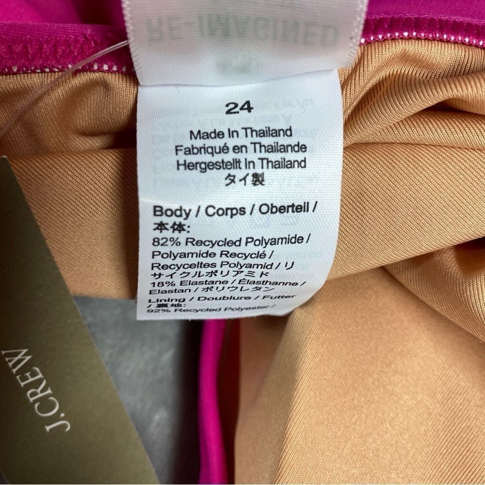 NEW J. Crew Ruched V Neck One Piece Size 24 Pink Radiant Fuchsia - Picture 7 of 10